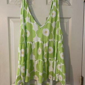 Boutique flower babydoll tank top